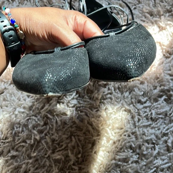 Stuart Weitzman Black Laceup Ballet Flats - Picture 4 of 7